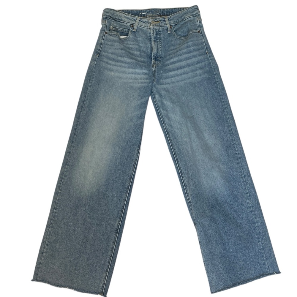 Old Navy Ski Hi Wide Leg Extra High Rise Trendy Casual Denim Jeans Women’s 8